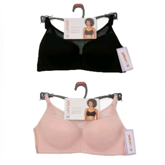 NWT 2-pk Womens Sz S Joyspun Cooling Mesh Wirefree Bra Lightly Padded Pink Black - Picture 1 of 8